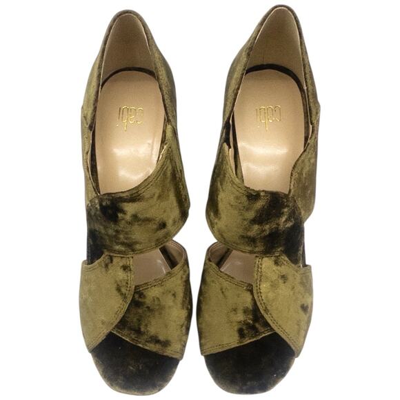 Cabi 6016 Velvet Moss Green Interlock Block Heels Women's Size 9 - Picture 6 of 9